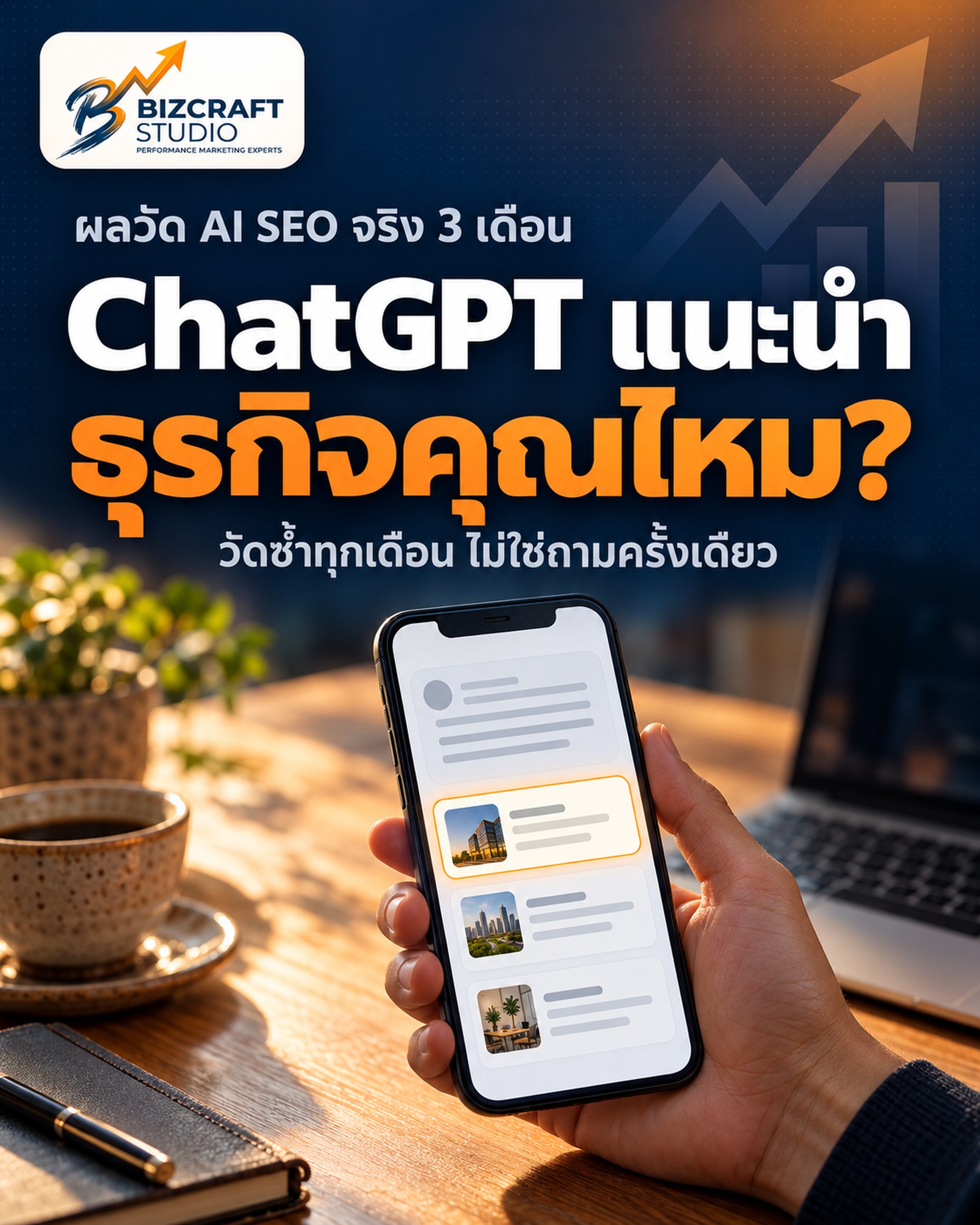 ทำยังไงให้ ChatGPT แนะนำธุรกิจเรา ผลวัด AI SEO จริง 3 เดือน — BizCraft Studio