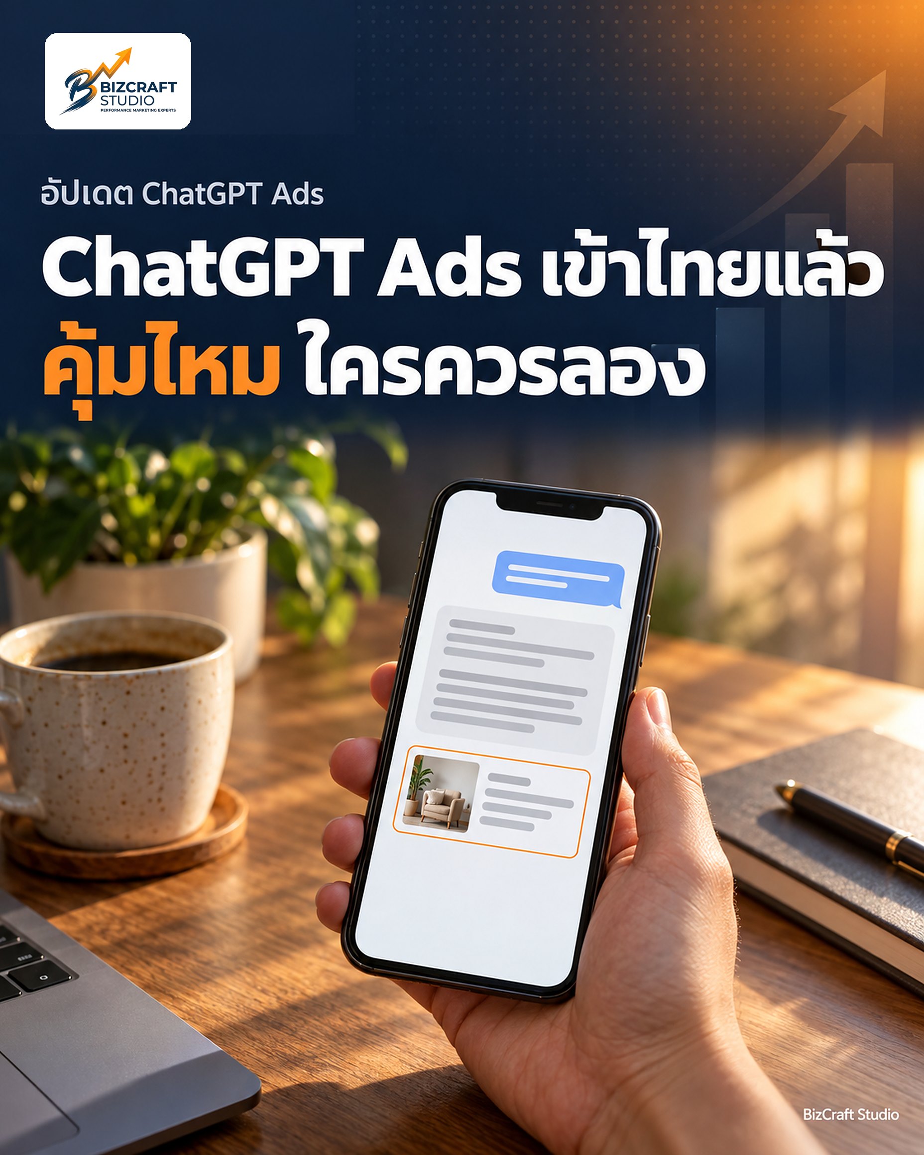 ChatGPT Ads เปิดในไทยแล้ว คุ้มไหม ธุรกิจแบบไหนควรลอง — BizCraft Studio